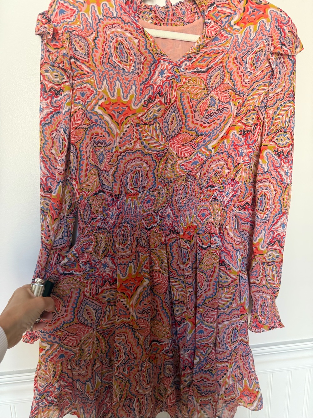 THML Pink Paisley Long Sleeve Mini Dress - Picture 6 of 6